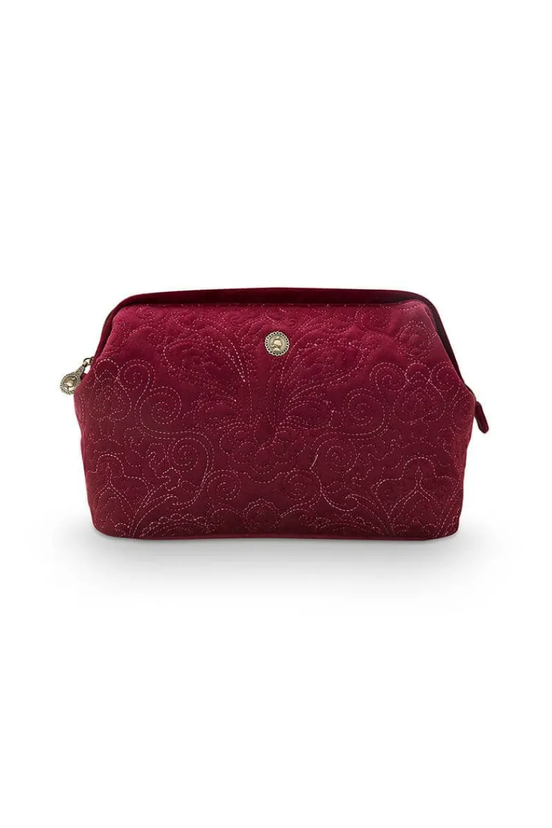 Pip Studio Kosmetiktasche|Kosmetiktasche Extra Gross Samt Quiltey Days Rot