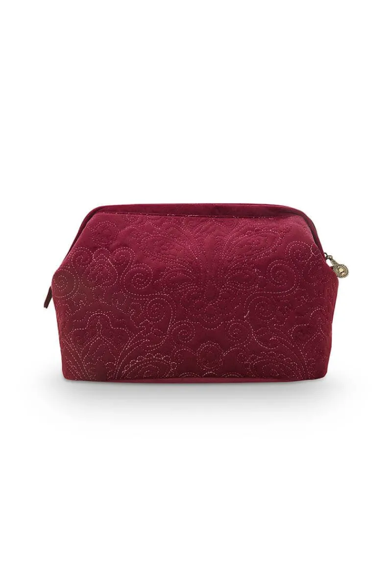 Pip Studio Kosmetiktasche|Kosmetiktasche Extra Gross Samt Quiltey Days Rot