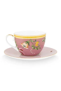 Pip Studio Cappuccino Tasse|Tasse & Untertasse|La Majorelle Cappuccino Tasse & Undertasse Rosa