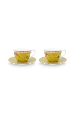 Pip Studio Porzellan Sets|Cappuccino Tasse|La Majorelle Set/2 Cappuccino Tasse & Undertasse Gelb
