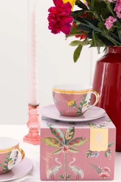 Pip Studio Porzellan Sets|Cappuccino Tasse|La Majorelle Set/2 Cappuccino Tassen & Undertassen Rosa
