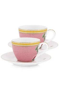 Pip Studio Porzellan Sets|Espresso Tasse|La Majorelle Set/2 Espresso Tassen & Untertassen Rosa