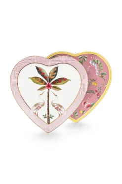 Pip Studio Frühstücksteller|La Majorelle Set/2 Herz Form Teller Rosa