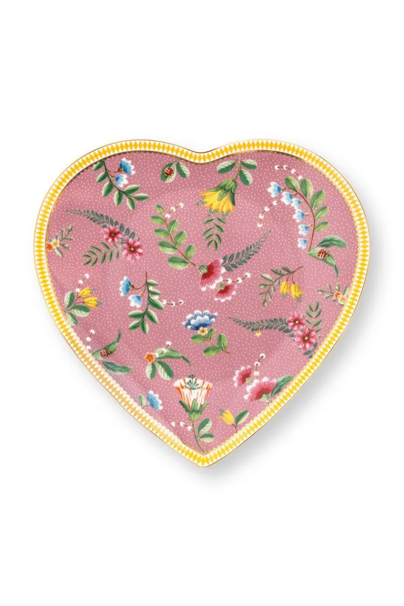 Pip Studio Frühstücksteller|La Majorelle Set/2 Herz Form Teller Rosa