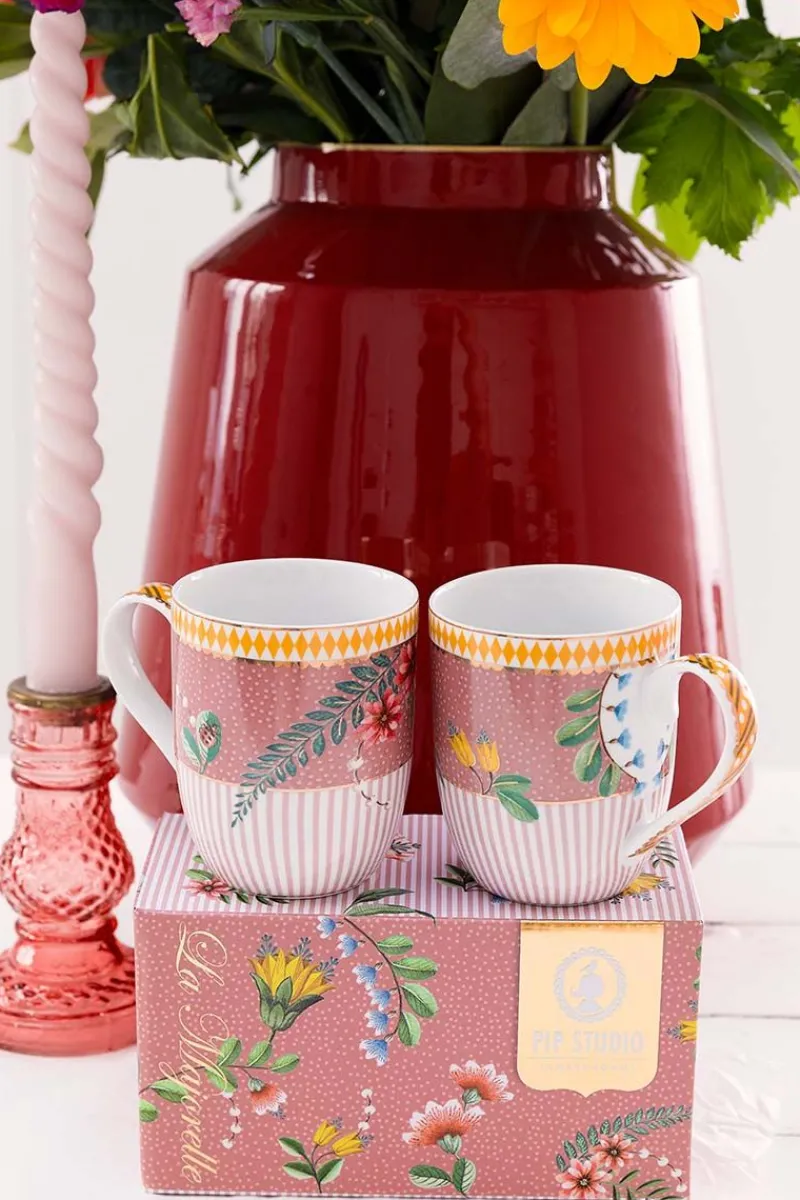 Pip Studio Porzellan Sets|Kaffeetassen|La Majorelle Set/2 Tassen Klein Rosa