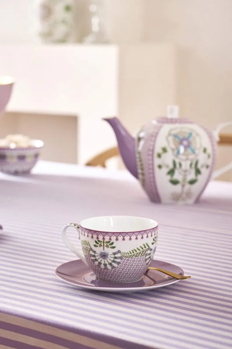Pip Studio Cappuccino Tasse|Tasse & Untertasse|Lily & Lotus Cappuccino Tasse & Untertasse Lila Violett