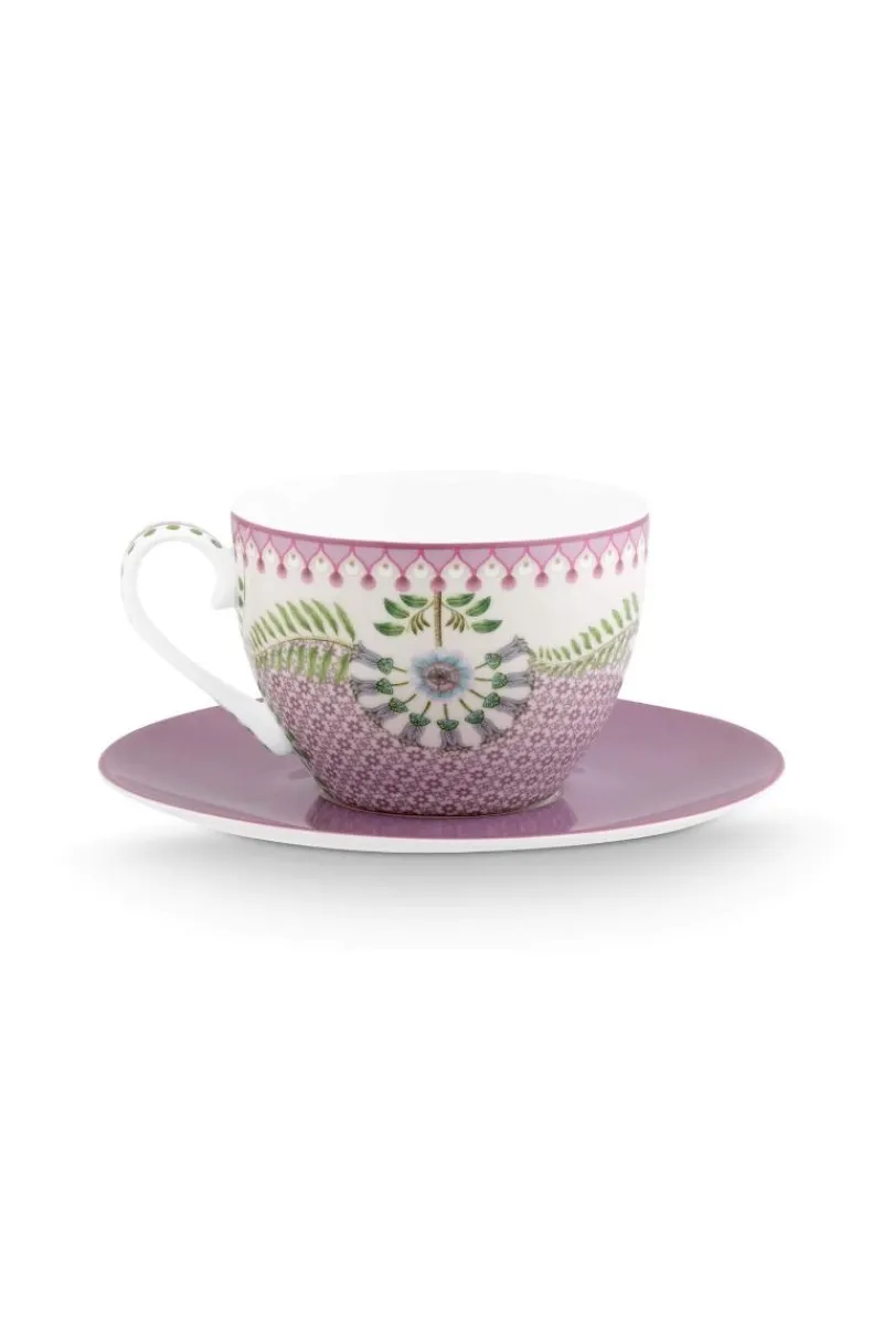 Pip Studio Cappuccino Tasse|Tasse & Untertasse|Lily & Lotus Cappuccino Tasse & Untertasse Lila Violett