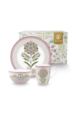 Pip Studio Porzellan Sets|Lily & Lotus Frühstück Set/3 Lila Violett
