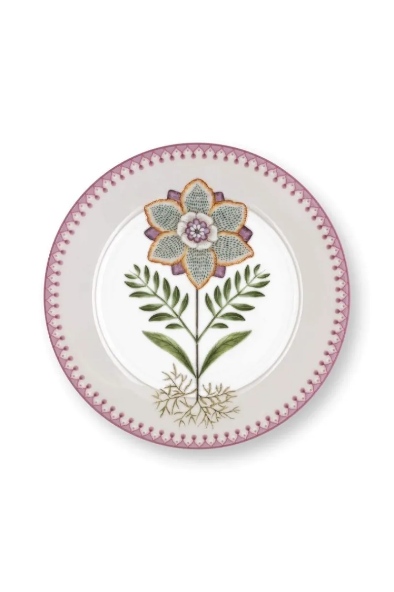 Pip Studio Frühstücksteller|Lily & Lotus Frühstücksteller Lila 21cm Weiß