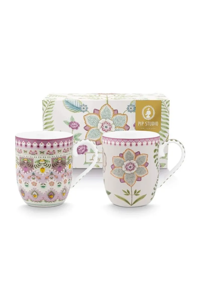 Pip Studio Porzellan Sets|Kaffeetassen|Lily & Lotus Set/2 Tassen Klein Lila 145ml Violett