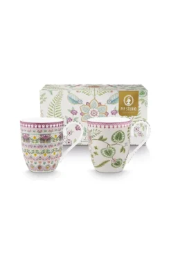 Pip Studio Porzellan Sets|Teetassen|Lily & Lotus Set/2 Tassen XL Lila 450ml Violett