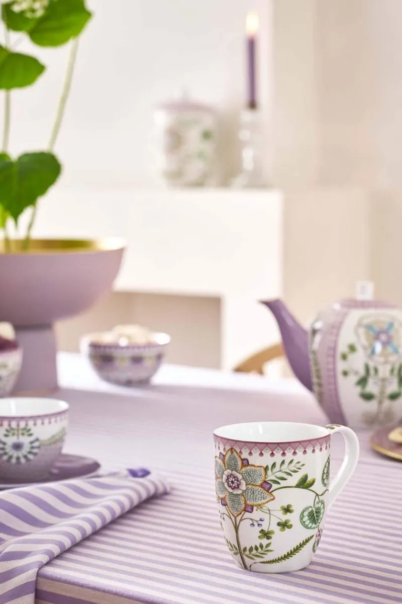 Pip Studio Teetassen|Lily & Lotus Tasse XL Lila 450ml Weiß