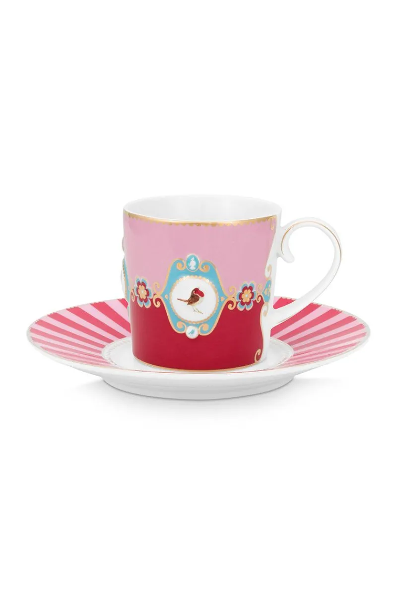 Pip Studio Tasse & Untertasse|Love Birds Cappuccino Tasse & Untertasse Rot/ Rosa