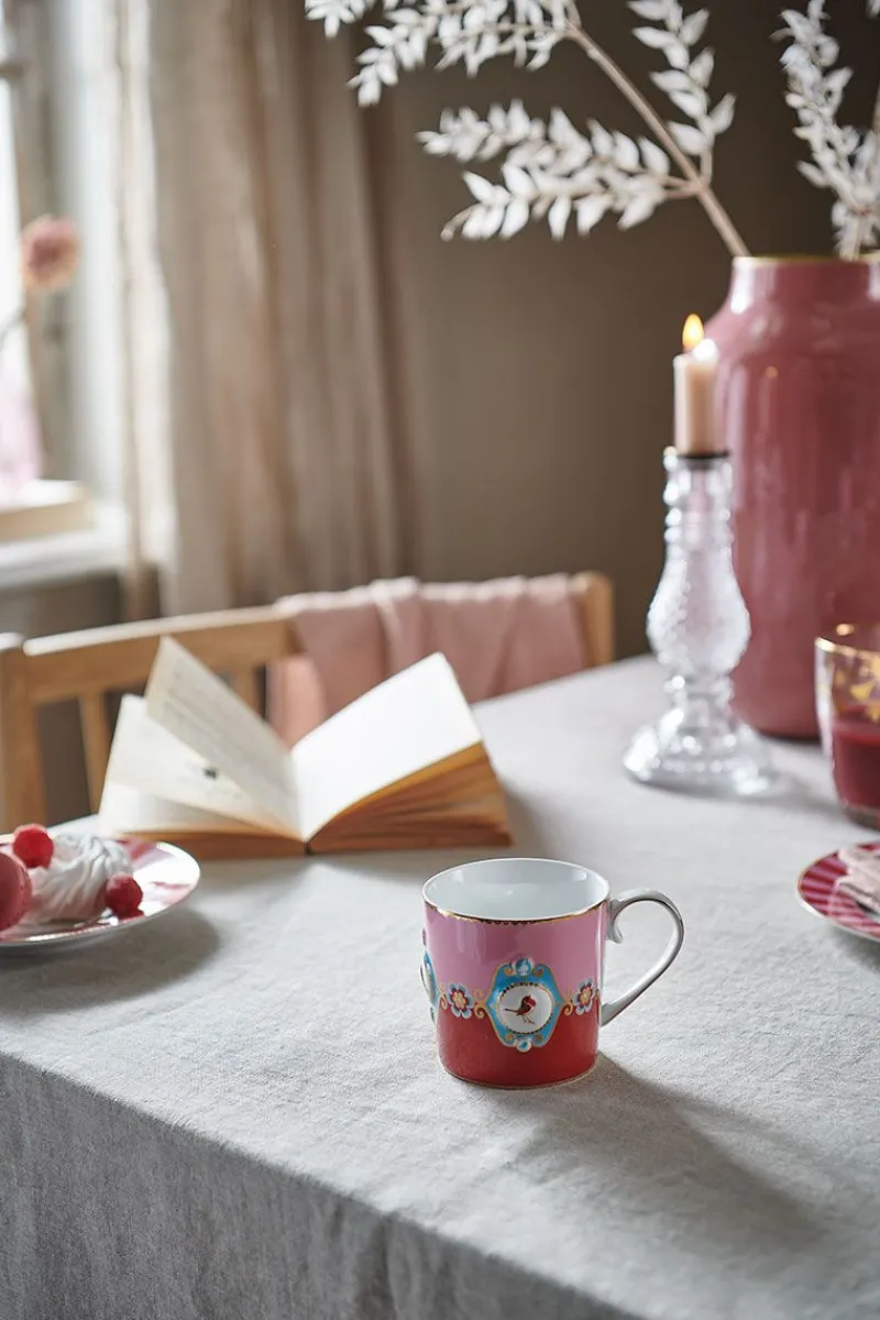 Pip Studio Tasse & Untertasse|Love Birds Cappuccino Tasse & Untertasse Rot/ Rosa