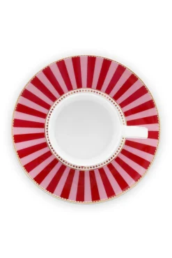 Pip Studio Tasse & Untertasse|Love Birds Cappuccino Tasse & Untertasse Rot/ Rosa
