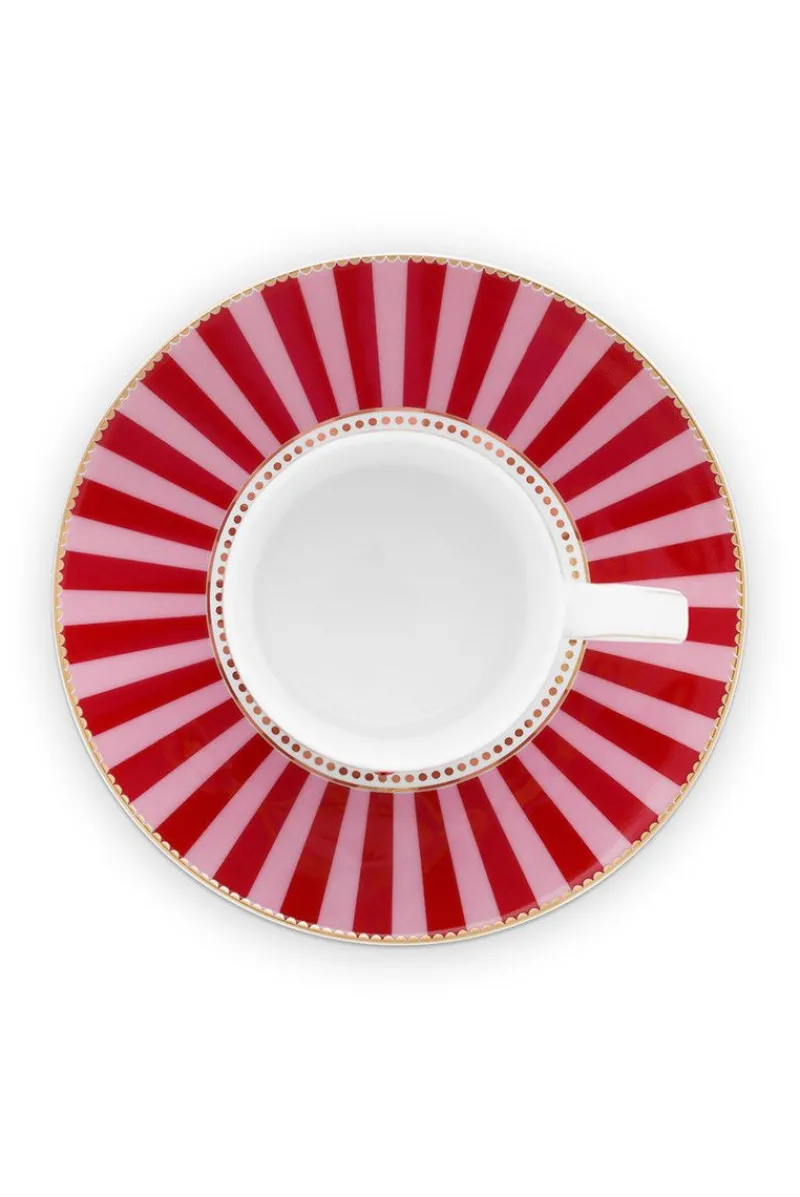 Pip Studio Tasse & Untertasse|Love Birds Cappuccino Tasse & Untertasse Rot/ Rosa