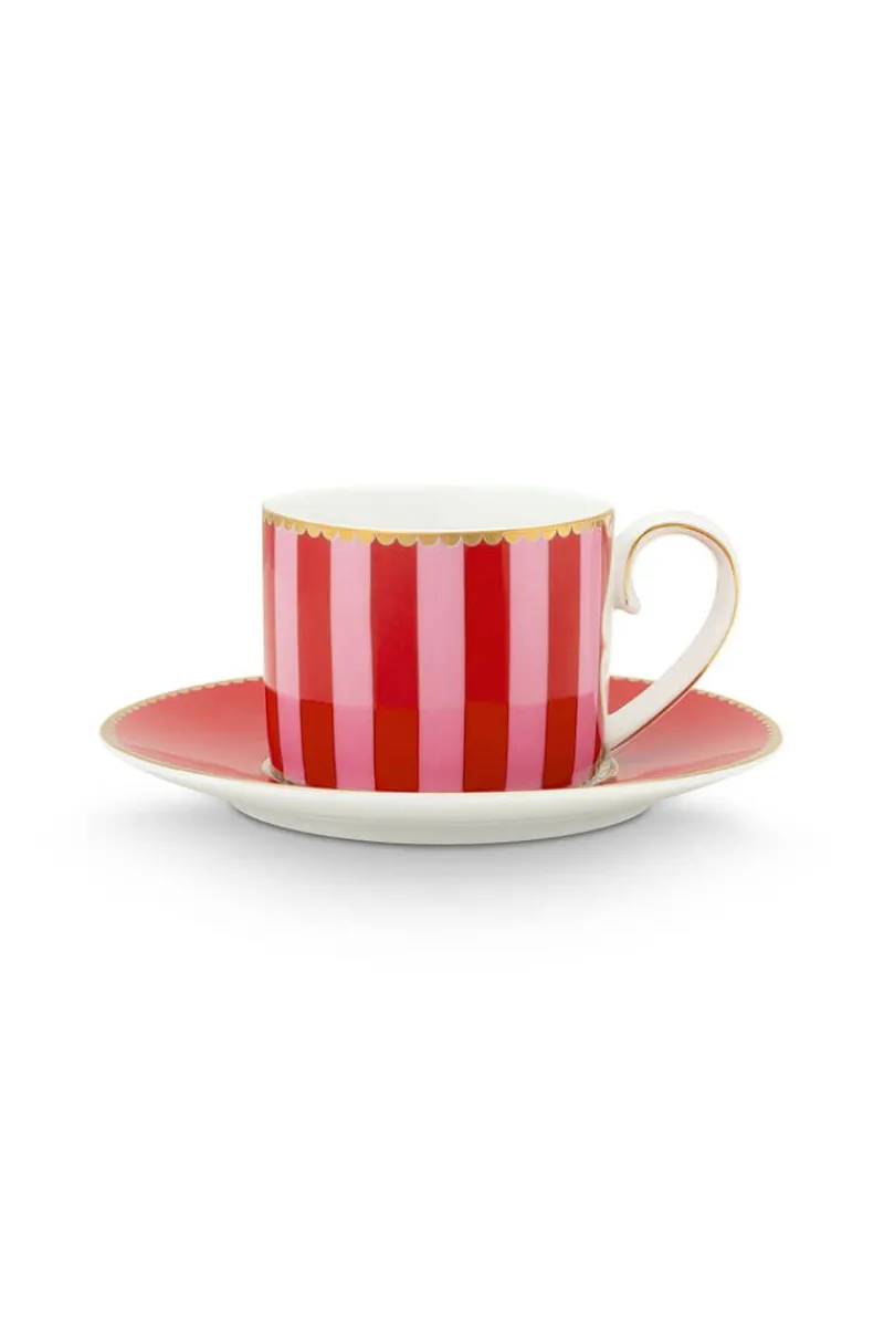 Pip Studio Espresso Tasse|Tasse & Untertasse|Love Birds Espresso Cup & Saucer Red/Pink Rosa