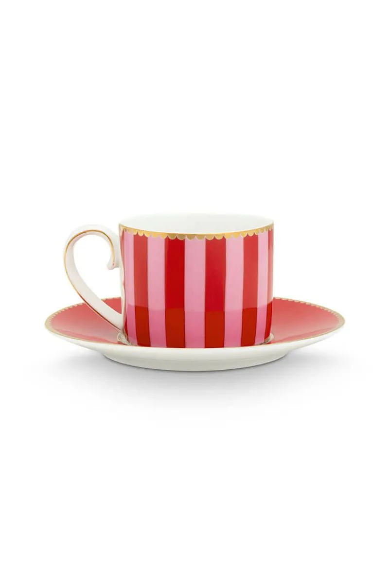 Pip Studio Espresso Tasse|Tasse & Untertasse|Love Birds Espresso Cup & Saucer Red/Pink Rosa