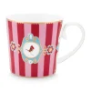Pip Studio Teetassen|Kaffeetassen|Love Birds Tasse Gross Gestreift Rot/Rosa