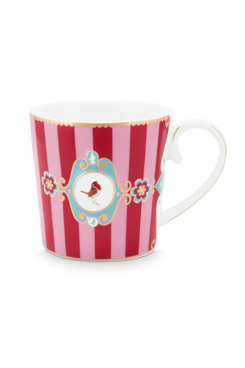 Pip Studio Kaffeetassen|Love Birds Tasse Klein Gestreift Rot/Rosa