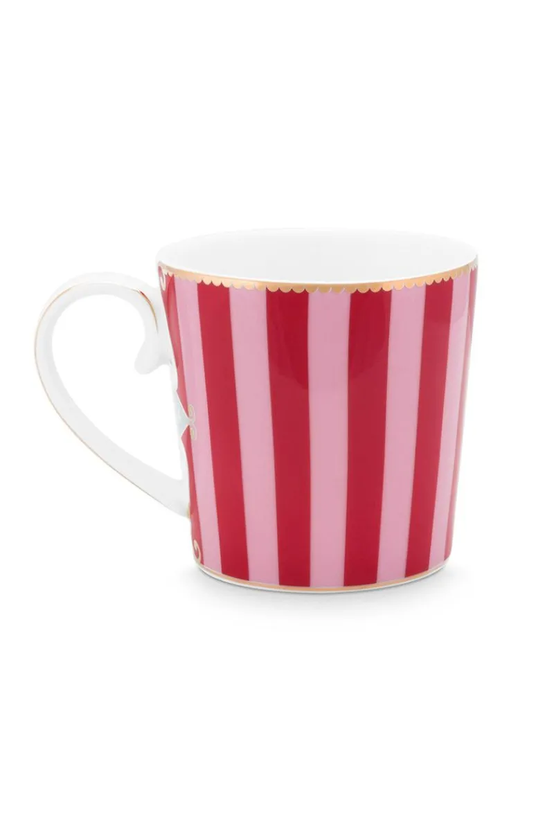 Pip Studio Kaffeetassen|Love Birds Tasse Klein Gestreift Rot/Rosa