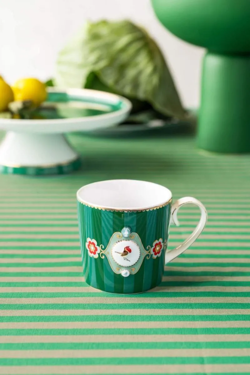 Pip Studio Kaffeetassen|Love Birds Tasse Klein Streifen Grün