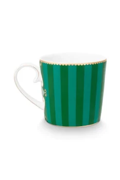Pip Studio Kaffeetassen|Love Birds Tasse Klein Streifen Grün