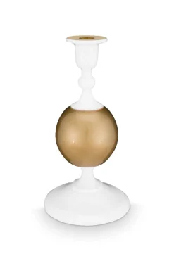 Pip Studio Weihnachten|Kerzenhalter|Metall Kerzenständer Sphäre Klein 24cm Weiss-Gold