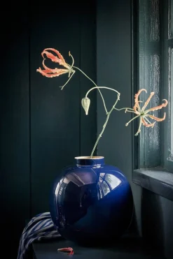 Pip Studio Große Vasen|Metall Vase Dunkelblau 23 cm