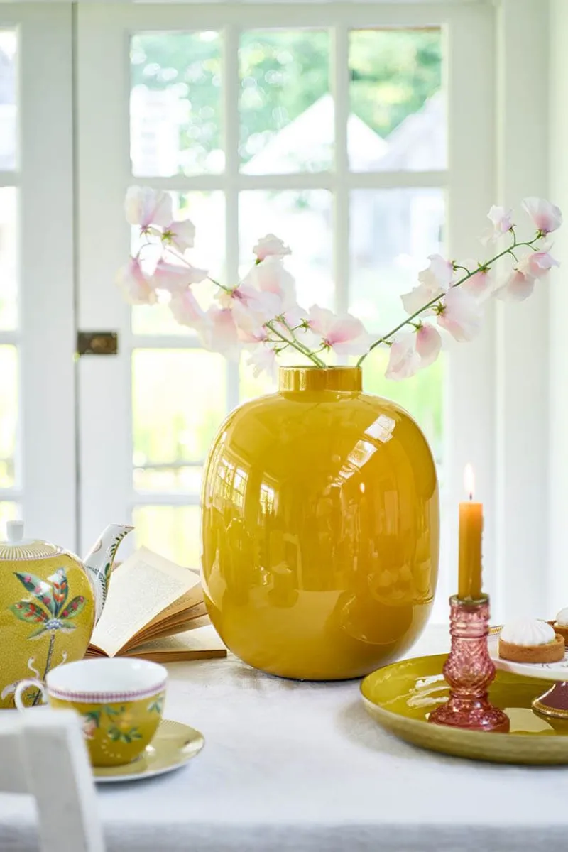 Pip Studio Große Vasen|Metall Vase 32cm Gelb