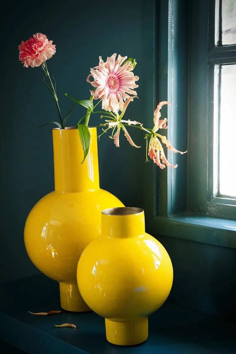 Pip Studio Große Vasen|Metall Vase 40cm Gelb