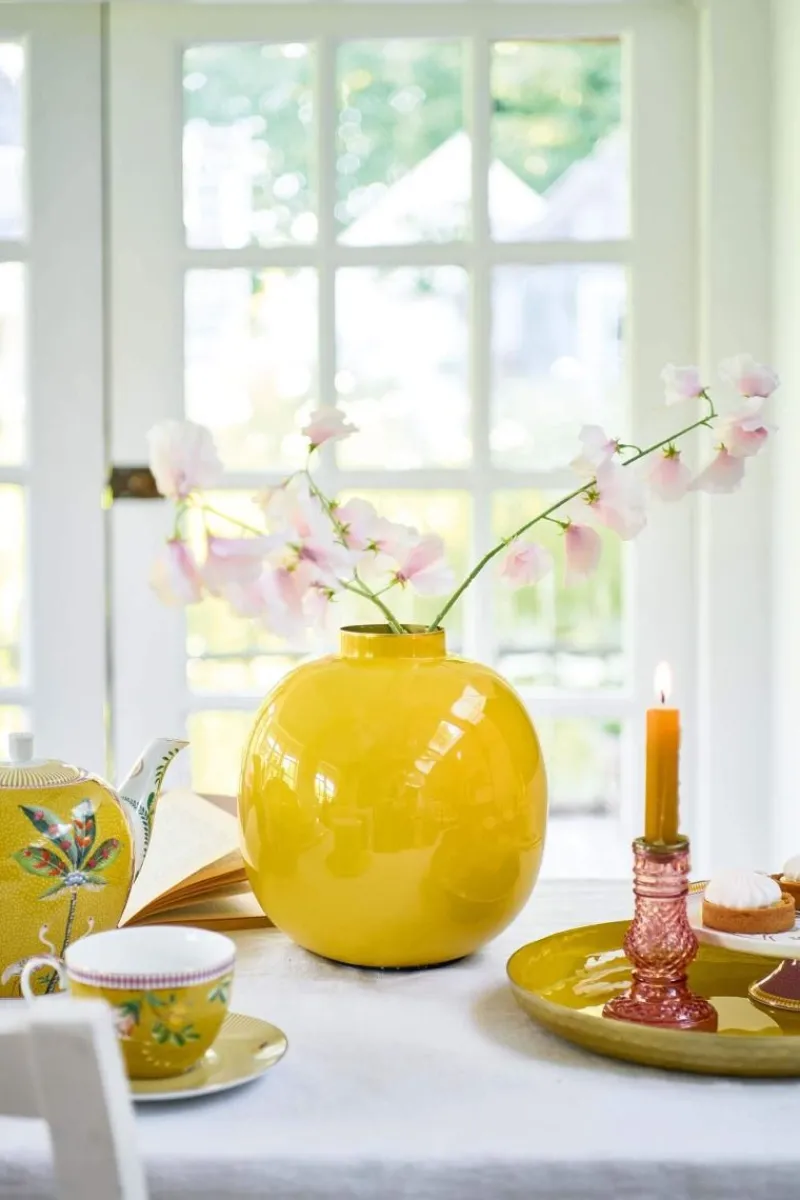 Pip Studio Große Vasen|Metall Vase Gelb 23cm