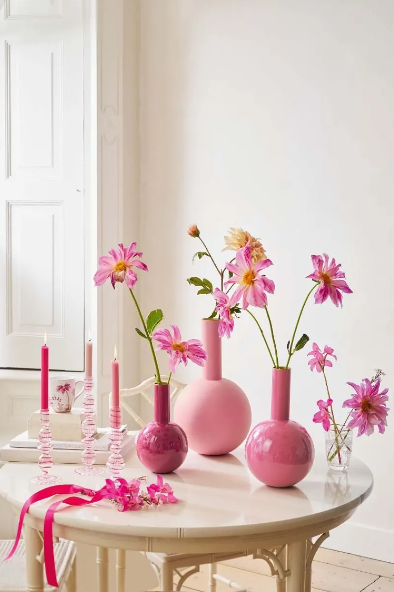 Pip Studio Große Vasen|Metall Vase Mittel Rosa 33cm