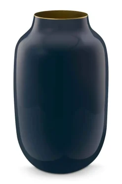 Pip Studio Große Vasen|Metall Vase Oval Mittel 30cm Blau