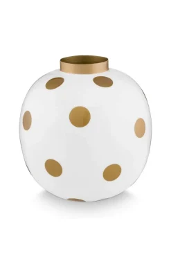 Pip Studio Weihnachten|Große Vasen|Metall Vase Punkte Weiß Gold 23cm