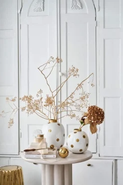 Pip Studio Weihnachten|Große Vasen|Metall Vase Punkte Weiß Gold 23cm
