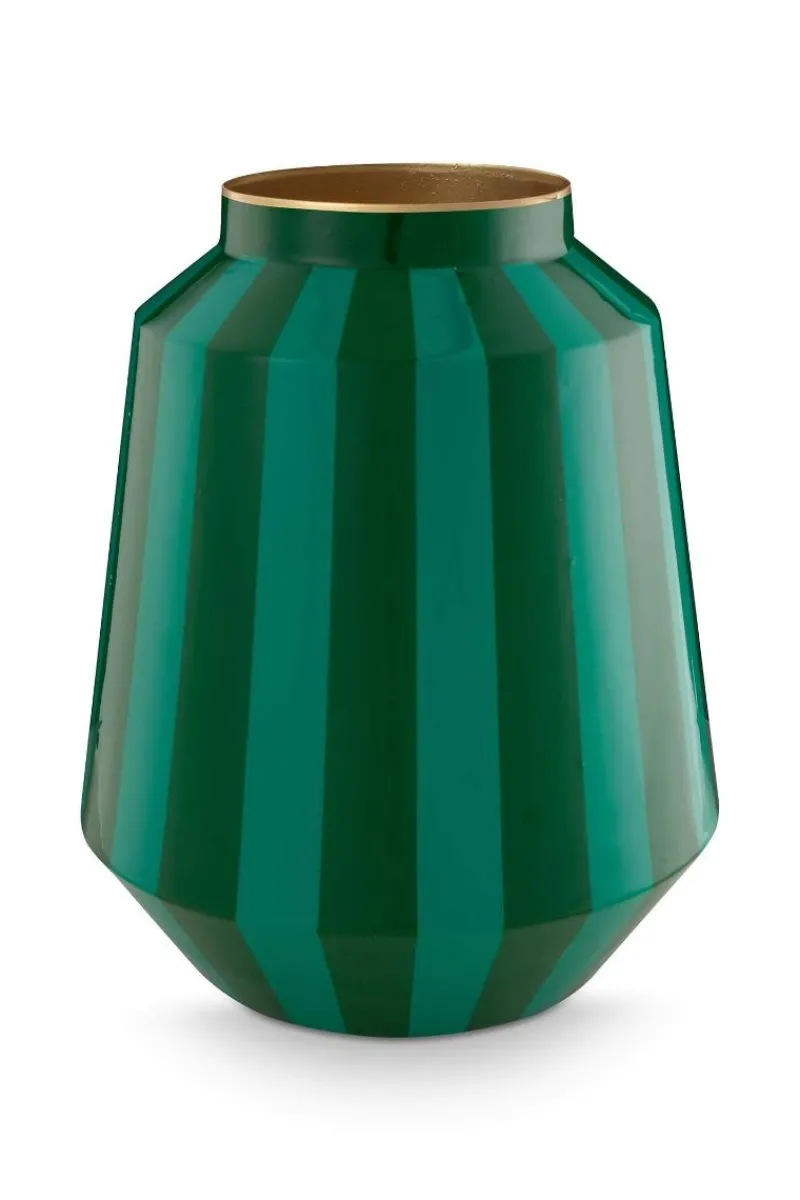 Pip Studio Große Vasen|Metall Vase Streifen 29cm Grün