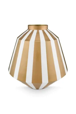 Pip Studio Weihnachten|Große Vasen|Metall Vase Streifen Weiß Gold 35cm Weiss-Gold