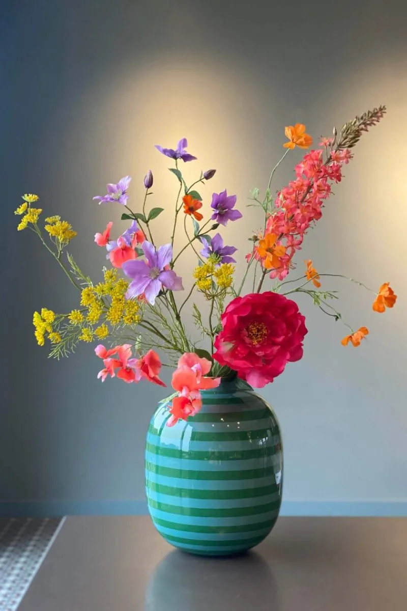 Pip Studio Große Vasen|Metall Vase Stripes 32cm Grün