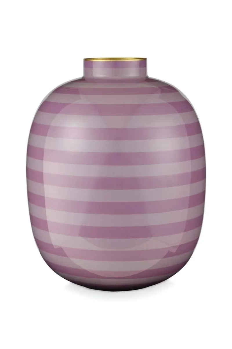 Pip Studio Große Vasen|Metall Vase Stripes Lila 32cm Violett