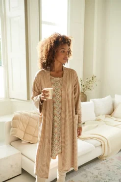 Pip Studio Kimonos|Bademäntel|Naomi Kimono Velvet Little Sumo Stripe Sand