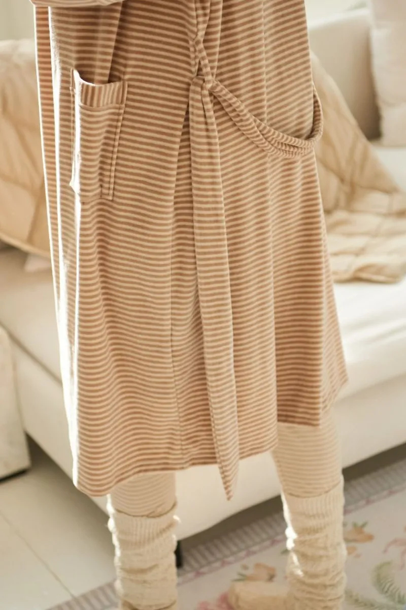 Pip Studio Kimonos|Bademäntel|Naomi Kimono Velvet Little Sumo Stripe Sand
