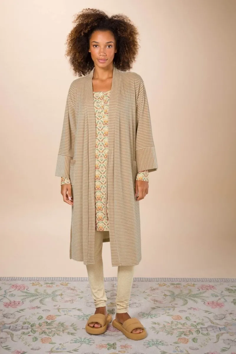 Pip Studio Kimonos|Bademäntel|Naomi Kimono Velvet Little Sumo Stripe Sand
