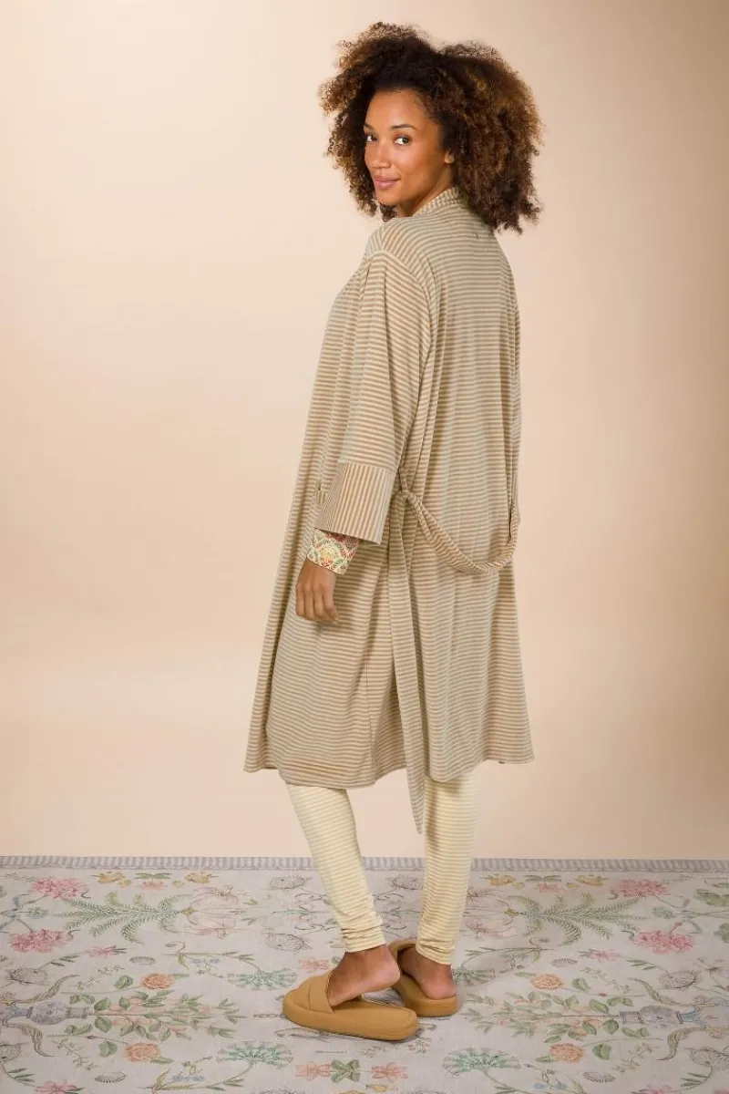 Pip Studio Kimonos|Bademäntel|Naomi Kimono Velvet Little Sumo Stripe Sand