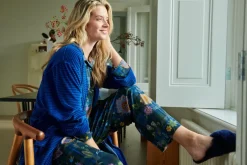 Pip Studio Kimonos|Bademäntel|Naomi Kimono Velvet Little Sumo Stripe Blau
