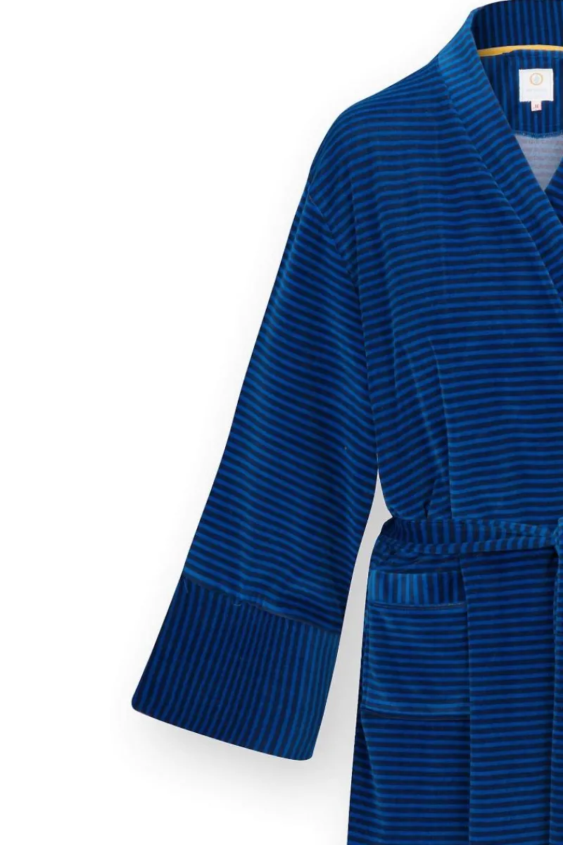Pip Studio Kimonos|Bademäntel|Naomi Kimono Velvet Little Sumo Stripe Blau