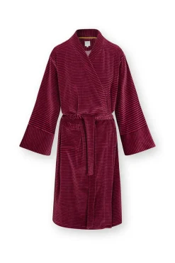 Pip Studio Kimonos|Bademäntel|Naomi Kimono Velvet Little Sumo Stripe Rosa Rot