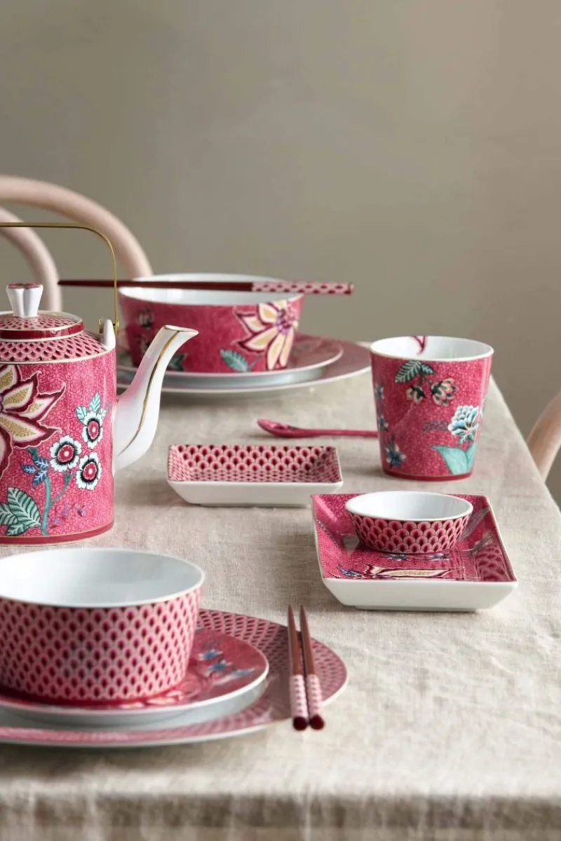 Pip Studio Porzellan Sets|Kaffeetassen|Oriental Flower Festival Set/4 Tassen Dunkel Rosa