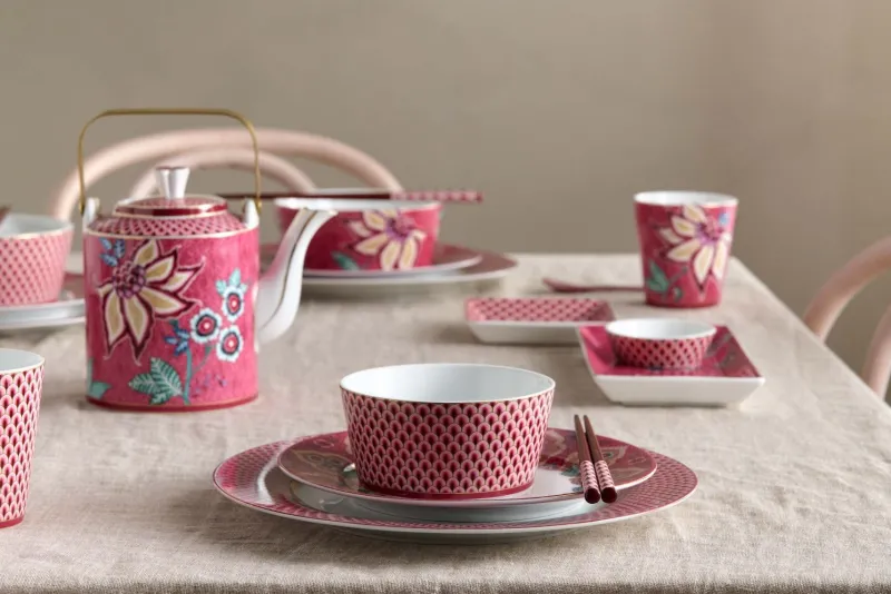 Pip Studio Porzellan Sets|Kaffeetassen|Oriental Flower Festival Set/4 Tassen Dunkel Rosa