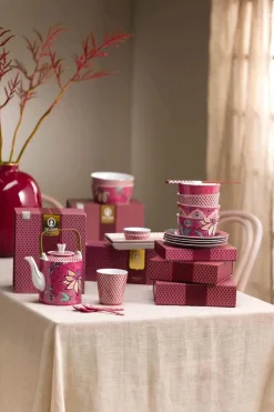 Pip Studio Porzellan Sets|Schalen|Oriental Flower Festival Set/4 Schalen Dunkel 12cm Rosa